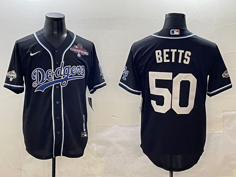 Men Los Angeles Dodgers 50 Betts Black Fashion Game 2025 Nike MLB Jersey style 3061